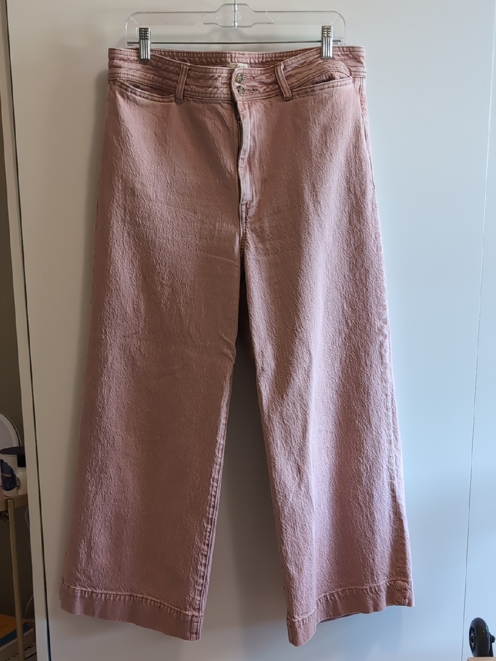 Faherty Rose Pink Wide-Leg High-Rise Jeans